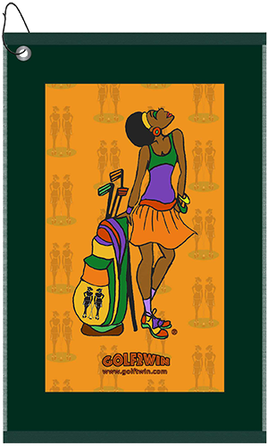 Lady with Golf Bag - Yellow and Green